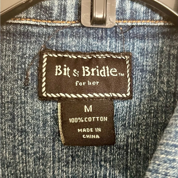 Bit & Bridle Denim Jean Jacket Women’s Medium Blue Wash - Picture 2 of 4